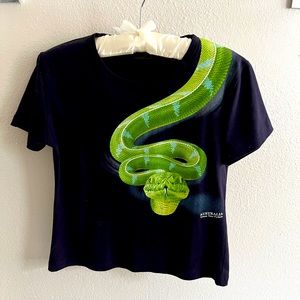 Planet Earth Australia green tree python tshirt. Glow in the dark!